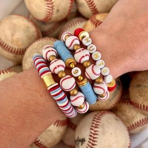 Baseball Mom stack, custom made heishi stack, spirit stack